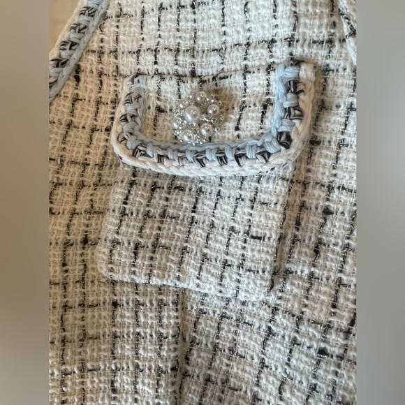 Self Portrait Ivory Bouclé Tailored Midi Dress - Picture 4 of 10